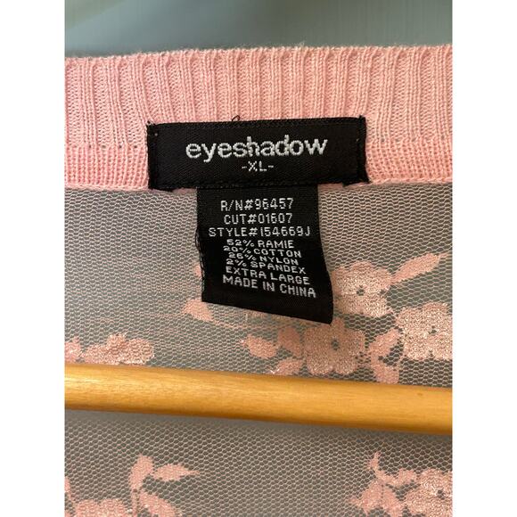 Eyeshadow Xlarge Pink Ramie Long Sleeve Button-Front Casual Cardigan Sweater - Picture 4 of 8